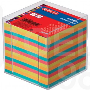 Кубче Herlitz, нелепено, цветно, 650 л., в прозрачна пластмасова поставка
