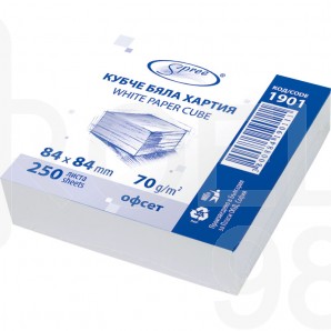 Кубче бяло Spree, офсет, 84 x 84 мм, 70гр./м2, 250 л.
