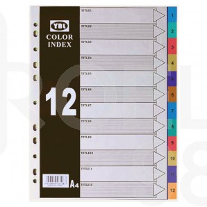 Разделител PVC с европерфорация, 12 цвята