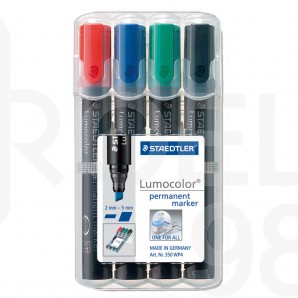 К-т маркери Staedtler Lumocolor 350, скосен връх, перманентен