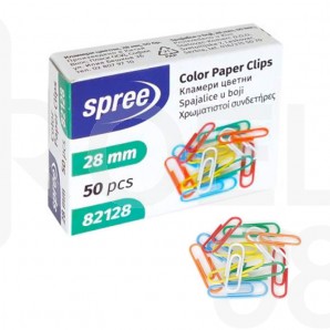 Кламери Spree, 28 мм, цветни, 50 бр.