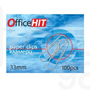 Кламери OfficeHIT, заоблени, 33 мм, 100 броя