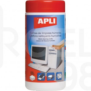 Почистващи влажни кърпи Apli за офис техника, в PVC кутия