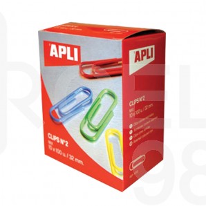 Кламери Apli, заоблени, 32 мм, 100 броя, цветни, асорти