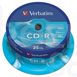 CD-R диск VERBATIM Extra Protection, 700MB, 52x, шпиндел, 25 бр.