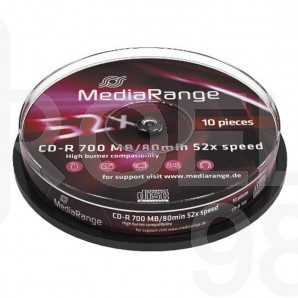 CD-R диск MediaRange, 80 min, 700MB, 52x, шпиндел, 10 бр.