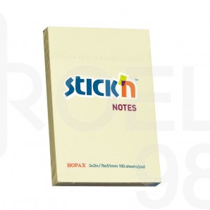 Самозалепващи листчета Stick`N, пастел, 76 x 51 мм., жълти