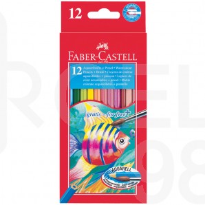 Акварелни моливи Faber-Castell, с четка, 12 цвята