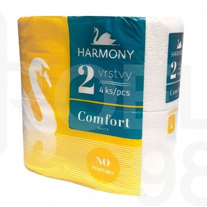 Тоалетна хартия Harmony Comfort, 2-пластова, бяла, 192 откъса