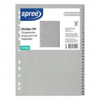 Разделител Spree с европерфорация, PVC, сив, 1-31