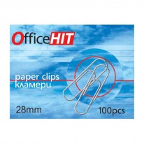 Кламери OfficeHIT, заоблени, 28 мм, 100 броя