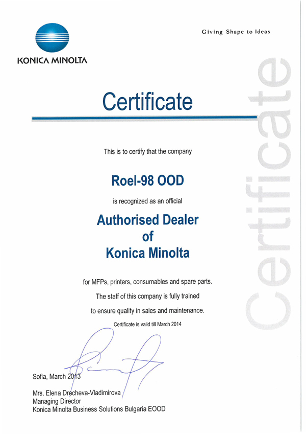 Authorised Dealer of Konnica Minolta